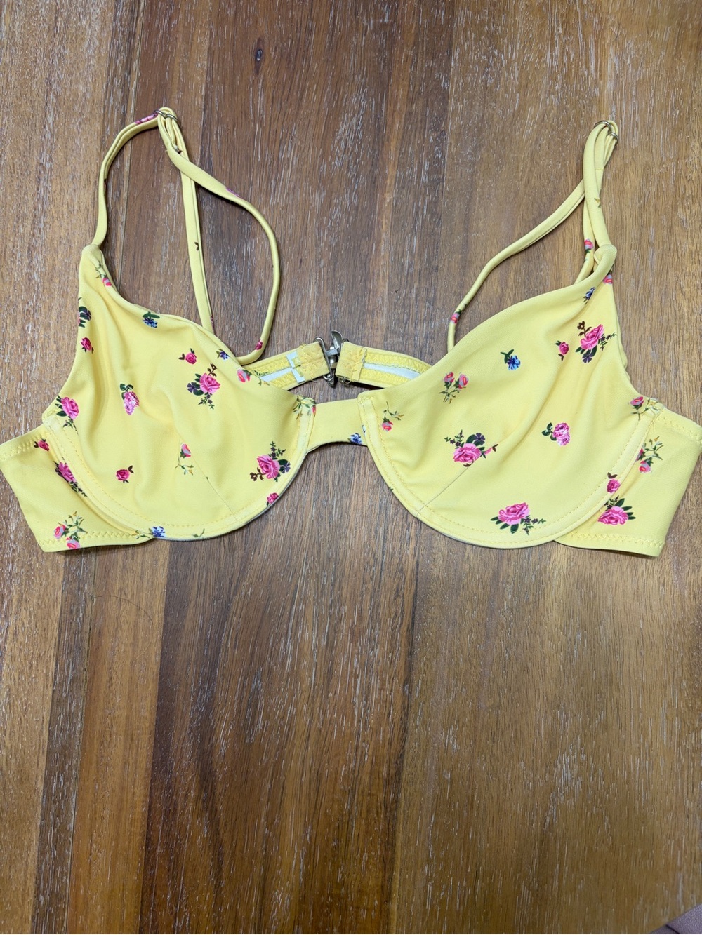 Yellow Floral Bikini Top